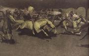 Frederic Remington A Night Attack on a Government Wagon Train (mk43) oil painting reproduction